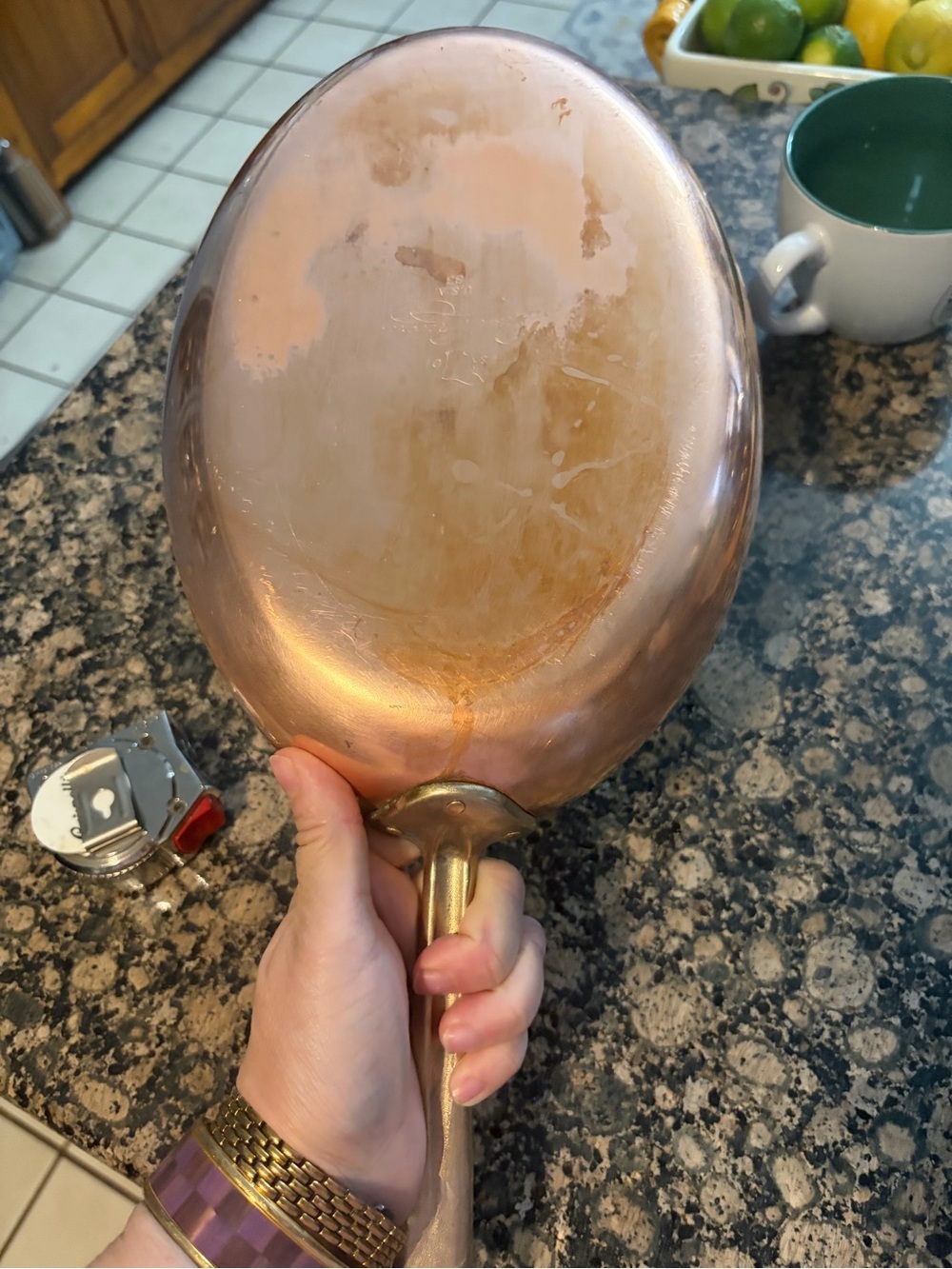Vintage Paul Revere Copper-Finish Fry Pan with Brushed Brass Handle